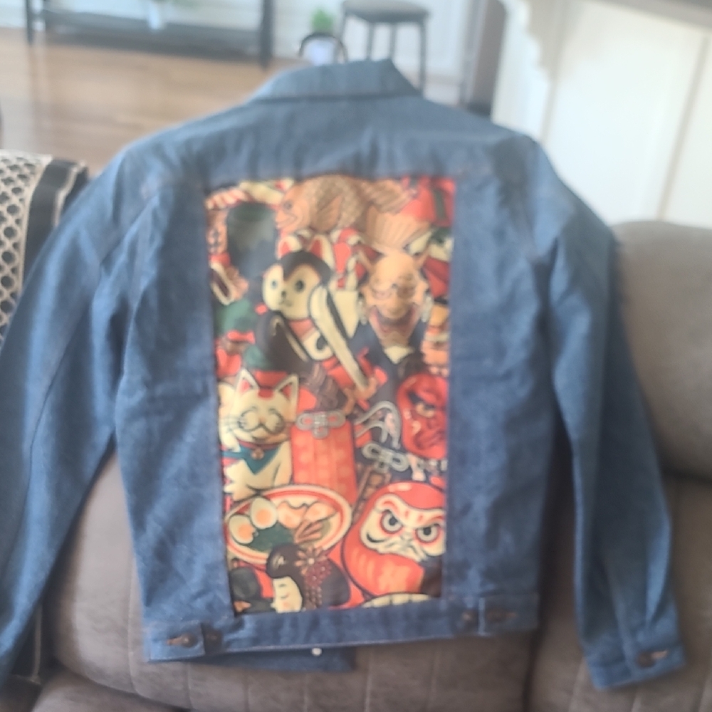 Blue Lightweight Shirt Jacket with Graphic Back